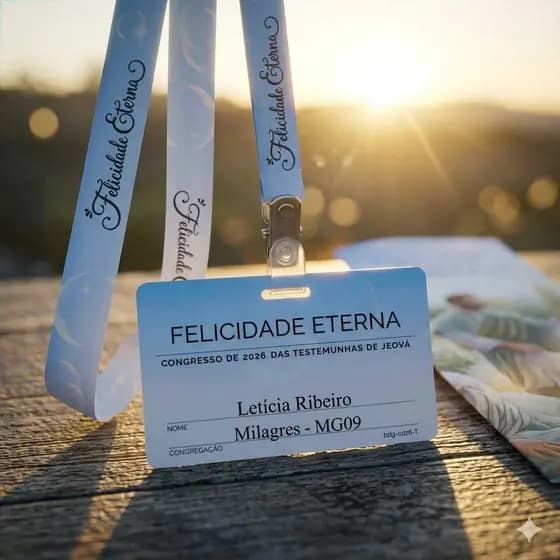 Cordão Congresso 2026  JW - Felicidade Eterna - (Crachá Personalizado com nome e congregação)