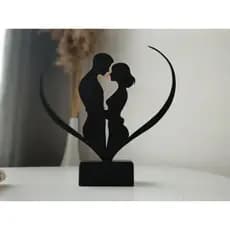 Escultura minimalista de um casal apaixonados 3D