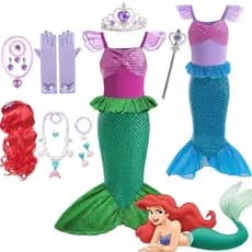 WFRV Meninas Sereia Pequena Princesa Cosplay Fantasias Para Crianças Vestido De Bebê Conjuntos De Roupas Halloween