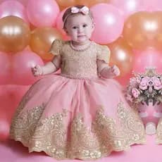 WFRV Baby Girl Princess Vestido De Bebê Princesa Pêssego Para Menina Bordado De Renda Tulle Noiva Baptizado