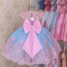 WFRV Vestido De Bebê Fofo De Renda Tutu Noiva Festa De Casamento Laço Princesa Menina Inafnt De 1 Aniversário