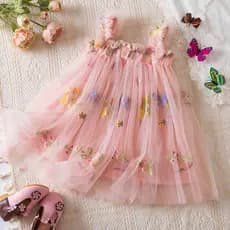 WFRVBaby Girl Summer 1st Birthday Party Dress Light Gauze Printed Comfortable Chiffon Dress Beach Vacation Banquet Dress