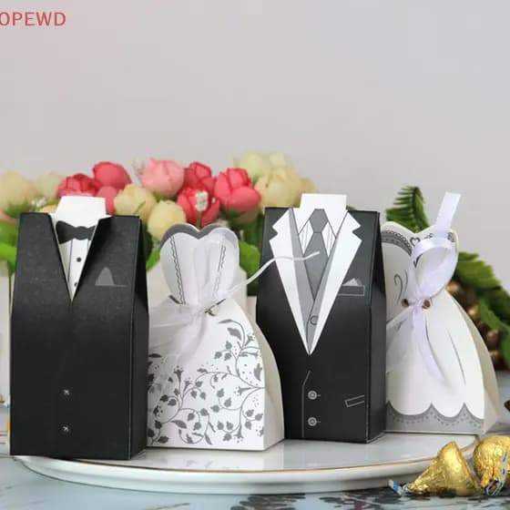 [OPEWD] 20 Unidades/Lote E Vestidos De Noivo , Caixa De Doces De Casamento , Sacos De Presente , Decoração DIY JJO