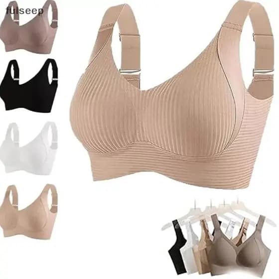 [fulseep] 2025 Roupa Íntima Feminina Sem Costura Estilo Fino Seios Grandes Pequenos Fio Sutiã Removível Plus Size E Anti