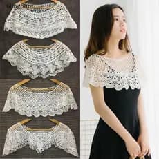[blingblint] Mulheres Malha Oco Xale Envoltório Casamento Nupcial Vestido De Noite Renda Girassol Cachecol Encolher Capa