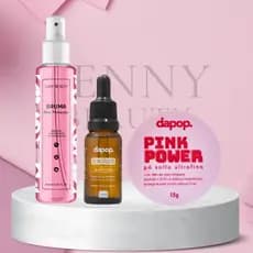 Kit Maquiagem Blindagem Dapop + Bruma Rosa Mosqueta Lady Beauty + Pó Rosa Mosqueta Pink Power Dapop
