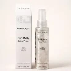Bruma Facial Glow Prata Lady Beauty Iluminadora Fixadora de Maquiagem Brilho Suave Uso Profissional