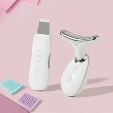 Kit Facial Profissional Ultrassônico + Massageador LED Rejuvenescimento
