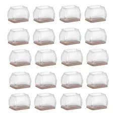 Kit 24 Pçs Proteção Pé Cadeira Moveis Retangular Com Feltro
