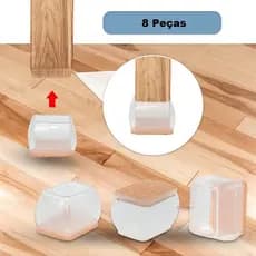 Kit 8 Pé Cadeira Retangular Pezinho De Silicone Protetora
