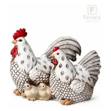 Enfeite Galinha Com Familia De Resina Sitio Fazenda Decora