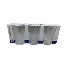 Kit 3 Copos Vidro Transparente 350ml Design Moderno Resistente Alta Qualidade Facil Limpeza