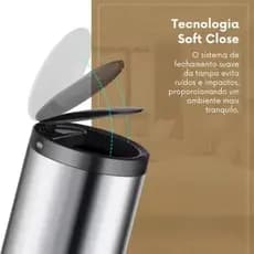 Lixeira Automatica Redonda 50 Litros Sensor Movimento Aco Inox Alta Capacidade Design Moderno Higienica Pratica