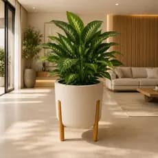 Vaso para Plantas Grande Nórdico G | Decoração Moderna com Pés de Madeira Natural