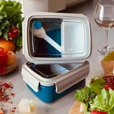 Pote Marmita Lancheira Com Compartimentos Divisória e Talheres Micro-ondas 600ml