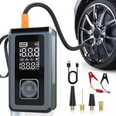 Calibrador Compressor Pneu Bomba De Ar e Bateria Auxiliar para Cabo de Carga Chupeta com Lâmpada Led