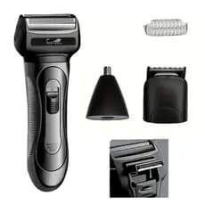 Barbeador Profissional 3 em 1 Shaver Aparador de Pelos Recarregável Bivolt Eletromex EL-5110