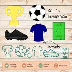 Cortado Futebol Kit e Unidades Copa do Mundo Chuteira Bola Camisa Campo Taça  Molde Artesanato