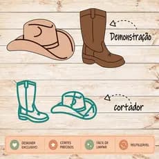 Cortador Bota Chapeu Country Cowboy Boiadeiro Gaucho Faroeste Boiadeira Fazenda KIT E UNIDADE