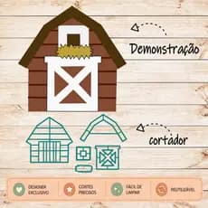 Cortador Forminha Molde Celeiro Fazendinha Fazenda para Pasta Americana Confeitaria e Artesanatos