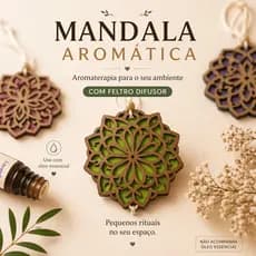Enfeite Mandala Aromática Olfativa Difusor de Ambiente | Pingente Aromaterapia - Aromatizador Carro Quarto Decoração