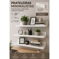 kit 3 Prateleiras reta em  MDF suporte invisível salas escritório quartos cozinhas banheiros nicho