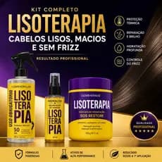 Kit Lisoterapia Máscara Hidratação SOS Protetor Térmico Óleo Reparador Lisoterapia – 3 em 1-Liso Intenso