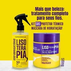 Kit Máscara Hidratação SOS 500g - Protetor Térmico Capilar Spray  500ml Lisoterapia Hidralise