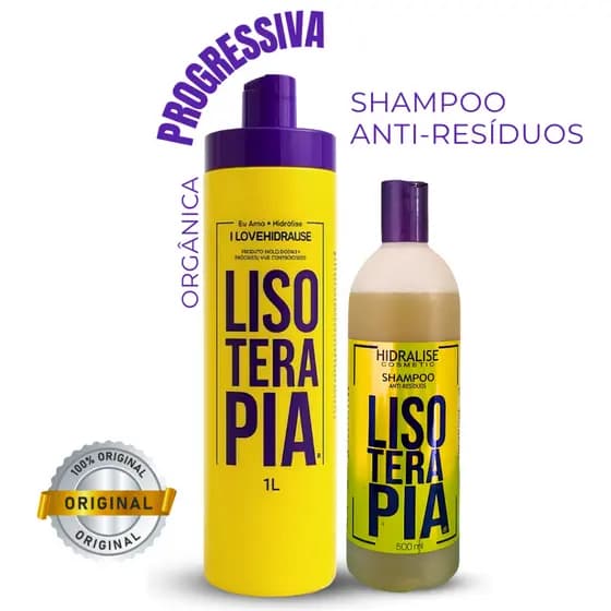 Kit Lisoterapia Progressiva Orgânica - Shampoo Anti-resíduos  Sem Formol 1 Litro