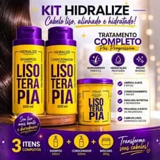 Kit Lisoteraipa Máscara de Reconstrução  - Shampoo e Condicionador - Pós Progressiva Hidralise