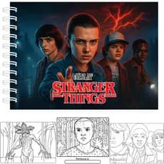 LIVRO DE COLORIR INSPIRADO EM STRAN GER THINGS — PERSONALIZADO |ENVIO IMEDIATO Capa Dura 50 +Acetato
