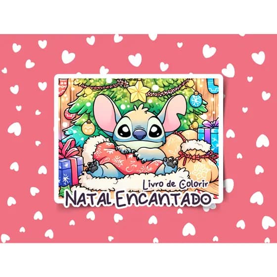 Colorindo o Natal com o S titch, capa dura + acetati,🎄💙 Personalizado com o nome e entrega imediata