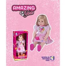 Boneca Amazing Girls Vestido Sorvete Cotiplás 46cm – Cabelos Reais, Acessórios e Roupas Estilosas