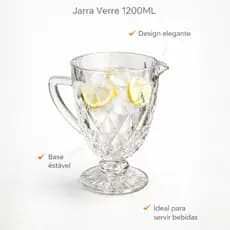 Jarra de Vidro 1200ml Verre Jarra Elegante para Suco Água Bebidas