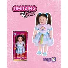 Boneca Amazing Girls Vestido Arco-Íris Cotiplás 46cm – Cabelos Reais, Acessórios e Roupas Estilosas