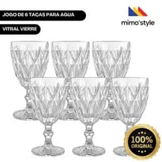 Jogo de Taças para Água 320ml Mimo Style Kit 6 Taças Vidro Elegante