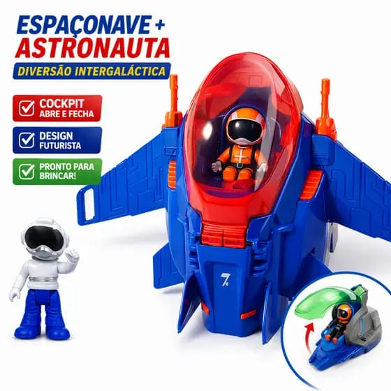 Nave Espacial Infantil com Astronauta | Brinquedo Espaçonave Abre Cockpit +3 Anos