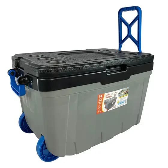 CAIXA TÉRMICA GRANDE 54L | COOLER COM RODINHAS 74 LATAS PRAIA PISCINA CAMPING