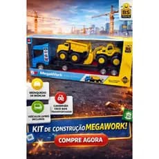 Caminhão Cegonha com Trator e Caçamba | Kit Construção Infantil MegaWork +3 Anos