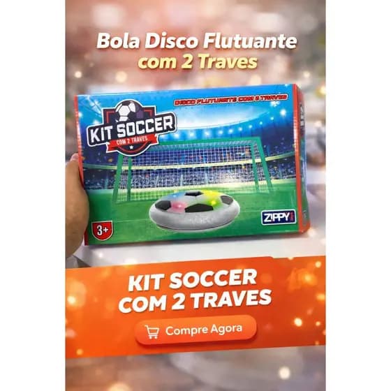 Bola Disco Flutuante com LED + Kit Soccer com 2 Traves | Brinquedo Infantil Divertido