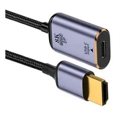 Cabo Hdmi 2.1 48gbps 8k 60hz Output X Usb C Femea Imput
