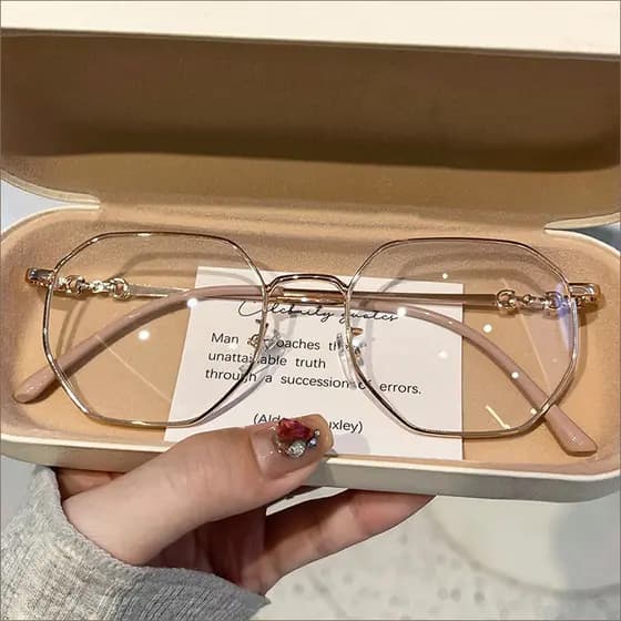 Versão Coreana Anti-Azul Luz Poligonal De Metal Óculos De Moda Para Homens E Mulheres Tendências Proteção Os Olhos De Computador Indoor Podem Substituir Lentes