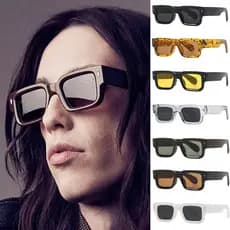 Retro Fashion Trend Square Thick Frame Hip Hop Óculos De Sol Para Homens E Mulheres Proteção UV Outdoor Sun Shade Eyewear