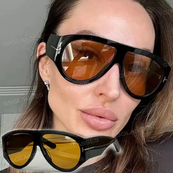 Óculos De Sol Aviador De Armação Grande T Word Moda Retrô Com Proteção UV