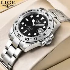 LIGE relogio masculino casual aço inoxidável a prova d água relógio de pulso de quartzo masculino moda data automática relógio masculino