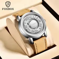 FOXBOX Relógios originais masculinos novos modernos de quartzo esportivos casuais LIGE à prova d'água watch men