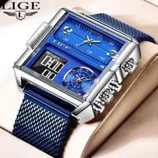 LIGE relógio digital masculinos original chrongraph quadrado luminoso à prova d'água relogio masculino+caixa