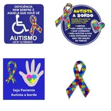 Kit 04 Adesivos para Automóvel Conscientização ao Autismo - Todos por uma causa de amor