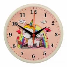 Relógio de Parede Unicórnio Colorido Infantil Redondo 25cm Tema Unicórnio para Quartos Infantis de Menina e Escolas