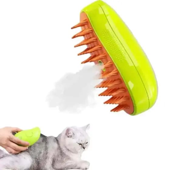 Kit 3 em 1 Escova a Vapor para Gatos e Cães Autolimpante Massagem Removedor de Pêlos Penteador Pet Recarregável USB